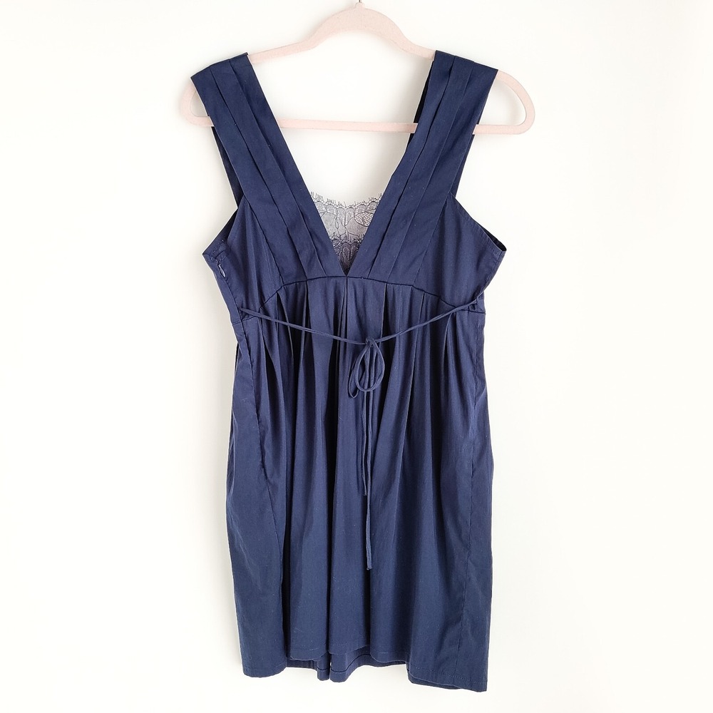 Debra Rodman Dress Womens 0 Pleated Lace Detail Navy Sleeveless - Picture 3 of 6